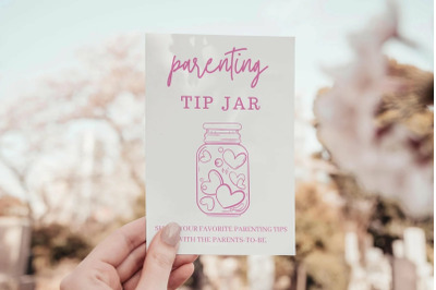 Pink Parenting Tip Jar Sign for The Parents To Be