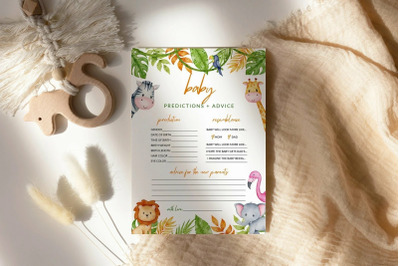 Safari Baby Predictions Card Template