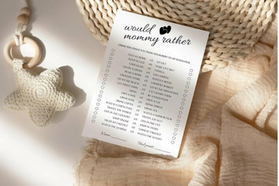 Would Mommy Rather Baby Shower Game Template