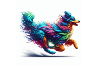 12 Running colorful dog. Running  bundle