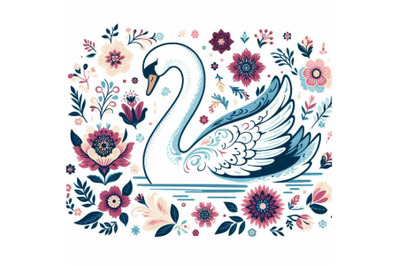 12 beautiful swan silhouette with bundle