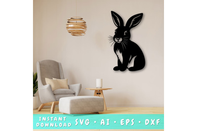Rabbit Laser SVG Cut File, Rabbit Glowforge File, Rabbit DXF