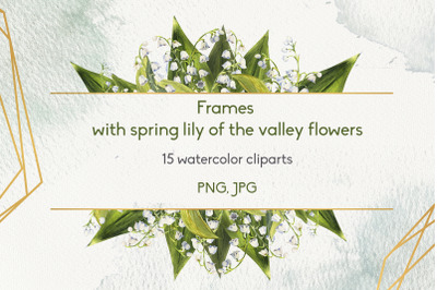 Watercolor frames with flowers of the lily of the valley