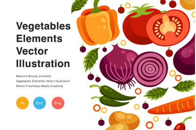 Vegetables Elements Vector Illustration