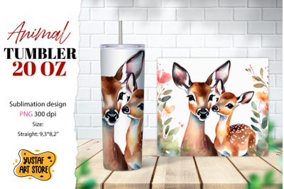 Animal tumbler sublimation. Mom and baby deer tumbler wrap