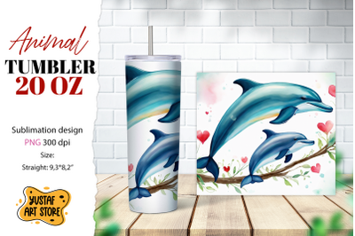Animal tumbler sublimation. Mom and baby dolphin tumbler