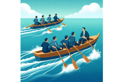 12 Businessmen in the boat aset