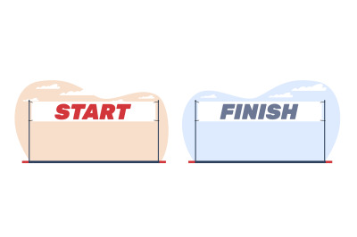 Start and finish banners. Flags for marathon or racing, triathlon and