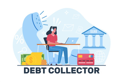 Girl from collection firm gets person or company to pay debt. Collecto