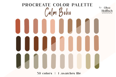 Boho Procreate Color Palette. Earthy Warm Color Swatches