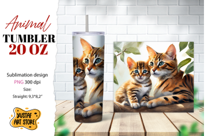 Animal tumbler sublimation. Mom and baby cat tumbler wrap