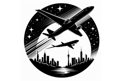 12 black airplane silhouette airbundle