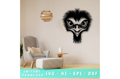 Emu Laser SVG Cut File, Emu Glowforge File, Emu DXF, Emu Wall Art SVG