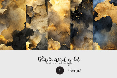 Watercolor black and gold Textures Graphic