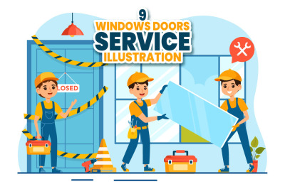 9 Windows and Doors Service Illustration