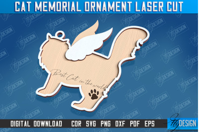 Cat Memorial Ornament Design | Cats Angels Wings | Cat Silhouette