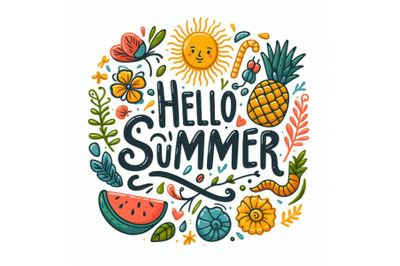 8 Hello summer lettering. Vector  bundle