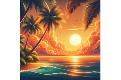 8 Tropical sunset seascape with p bundle