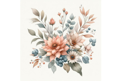 8 Watercolor illustration flowers bundle