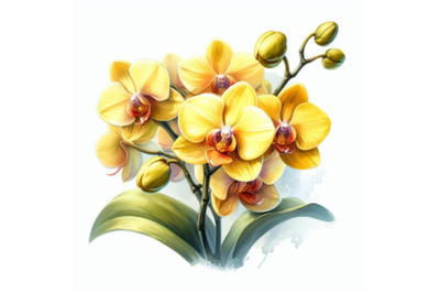 8 Yellow orchid isolated on white bundle