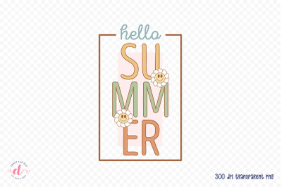 Retro Hello Summer PNG Sublimation