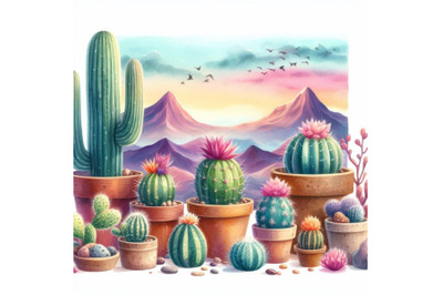 8 cactus hand paint wat bundle