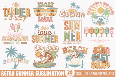 Retro Summer PNG Sublimation Bundle