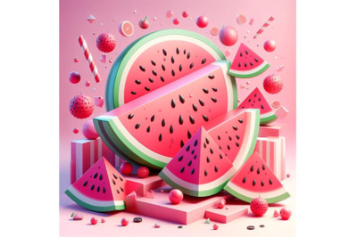 8 watermelon, pink backgr bundle