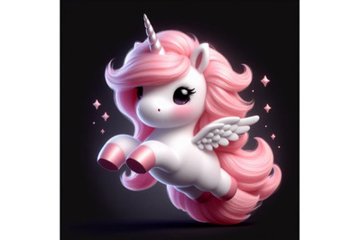 8 cute fluffy pink unicorn, black bundle