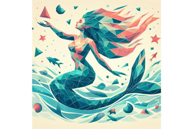 8 Low poly mermaid triangle myth  bundle