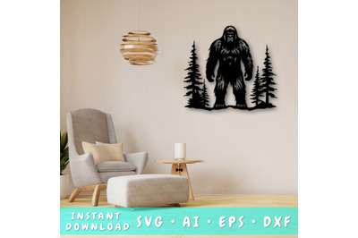 Bigfoot Laser SVG Cut File, Yeti Glowforge File, Sasquatch DXF