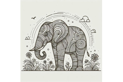 8 Hand drawn elephant icon,one l bundle