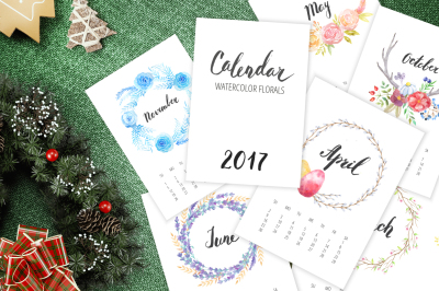 Watercolor Calendar 2017 Template