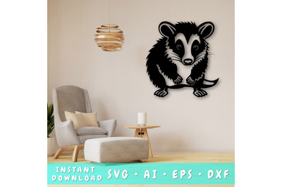Opossum Laser SVG Cut File, Opossum Glowforge File, Opossum DXF