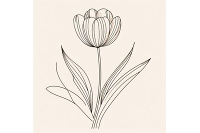 8 Tulip contour drawing. Minimal  bundle