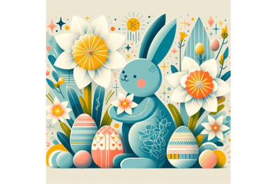 8 Abstract bunny, eggs, bloomibundle