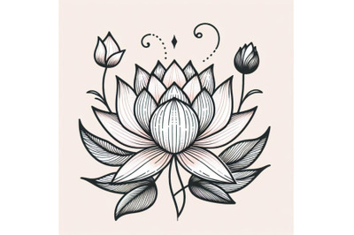 8 Trendy lotus line art vectorbundle