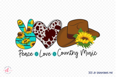 Peace Love Country Music | Western PNG Sublimation