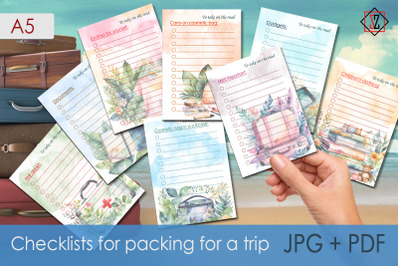 Checklists for packing for traveling.
