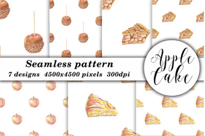Apple Cake Pie Pattern Seamless Watercolor for art design