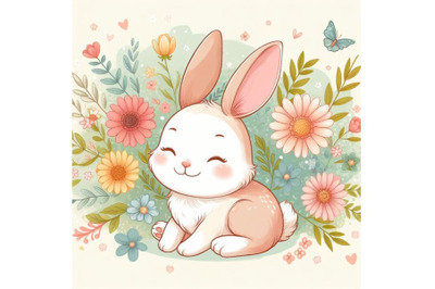 8 cute bunny in floral back bundle