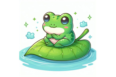 8 cute frog setting on a wate bundle