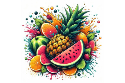 8 abstract fruit splash. Pineappl bundle