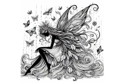 8 beautiful fairy line art fall d bundle