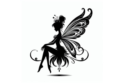 8 Sitting fairy silhouette. Magic bundle