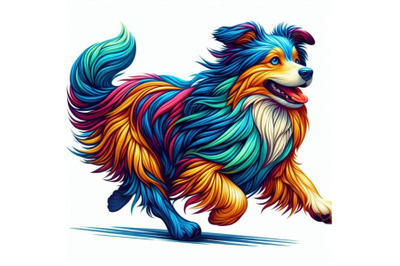 8 Running colorful dog. Running c bundle