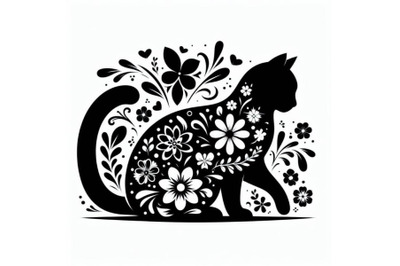 8 beautiful black cat silhouette  bundle