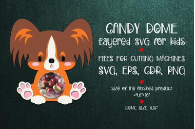 Papillon Dog | Candy Dome Template | Sucker Holder | Paper Craft Desig