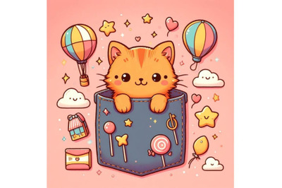 8 a cute orange cat in a  bundle
