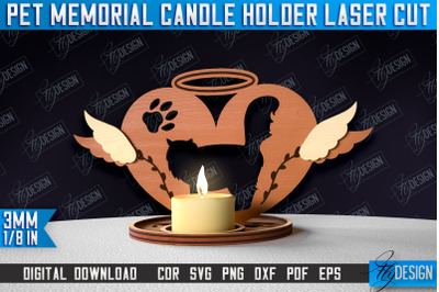 Pet Memorial Candle Holder Laser Cut | 3D Candle Memorial Holder